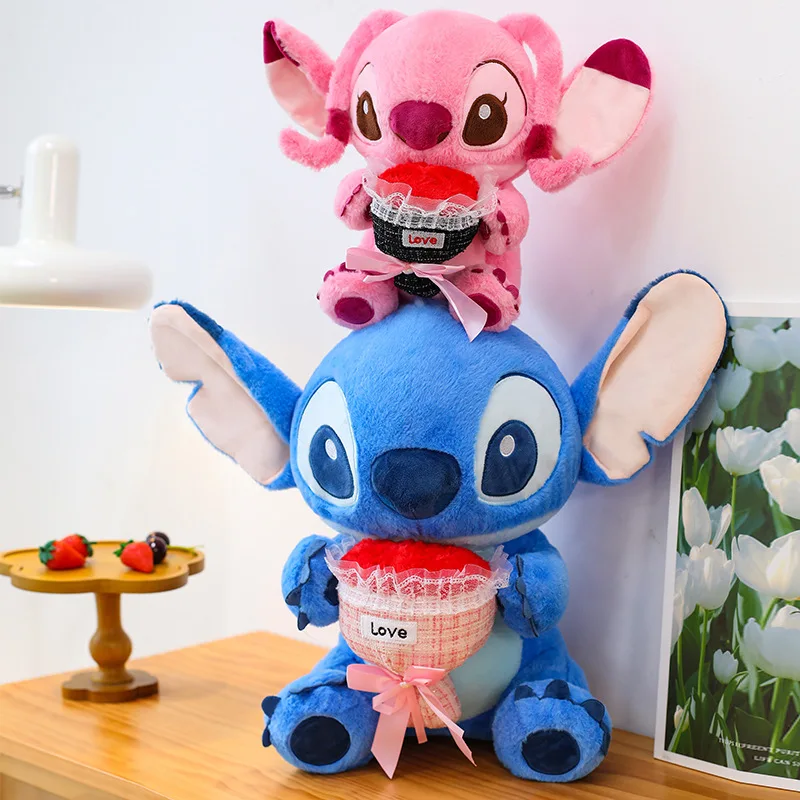 Nuevo paquete de rosas de peluche de Disney, muñecos de punto, juguete de peluche interestelar de Ángel, muñeca grande de dibujos animados, regalo de Navidad y San Valentín