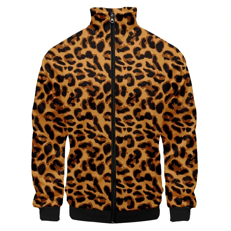 Full Print Leopard Pattern Jacket For Men Spring Autumn Zipper Jacket Outdoor Sweatshirt Streetwear Unisex Jacket Tops Tracksuit