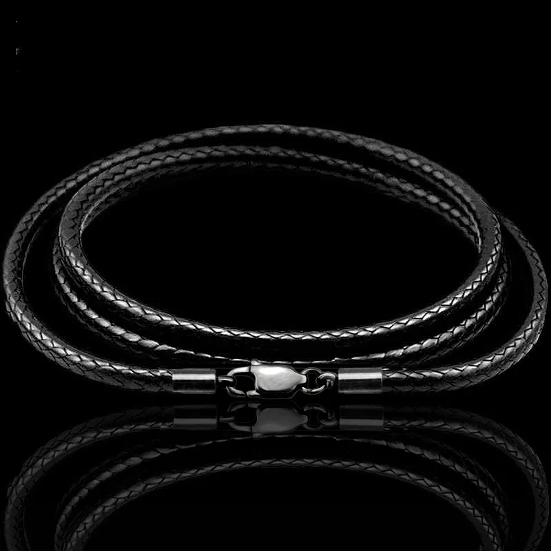 Leather Cord Waxed Rope Chain Necklace for Women Men Pendant with Stainless Steel Lobster Clasp Connector Snake Collar 40-70cm