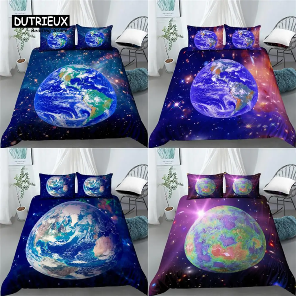 

Home Living Luxury 3D Planet Print 2/3Pcs Comfortable Duvet Cover PillowCase Bedding Sets EU/US/AU Size