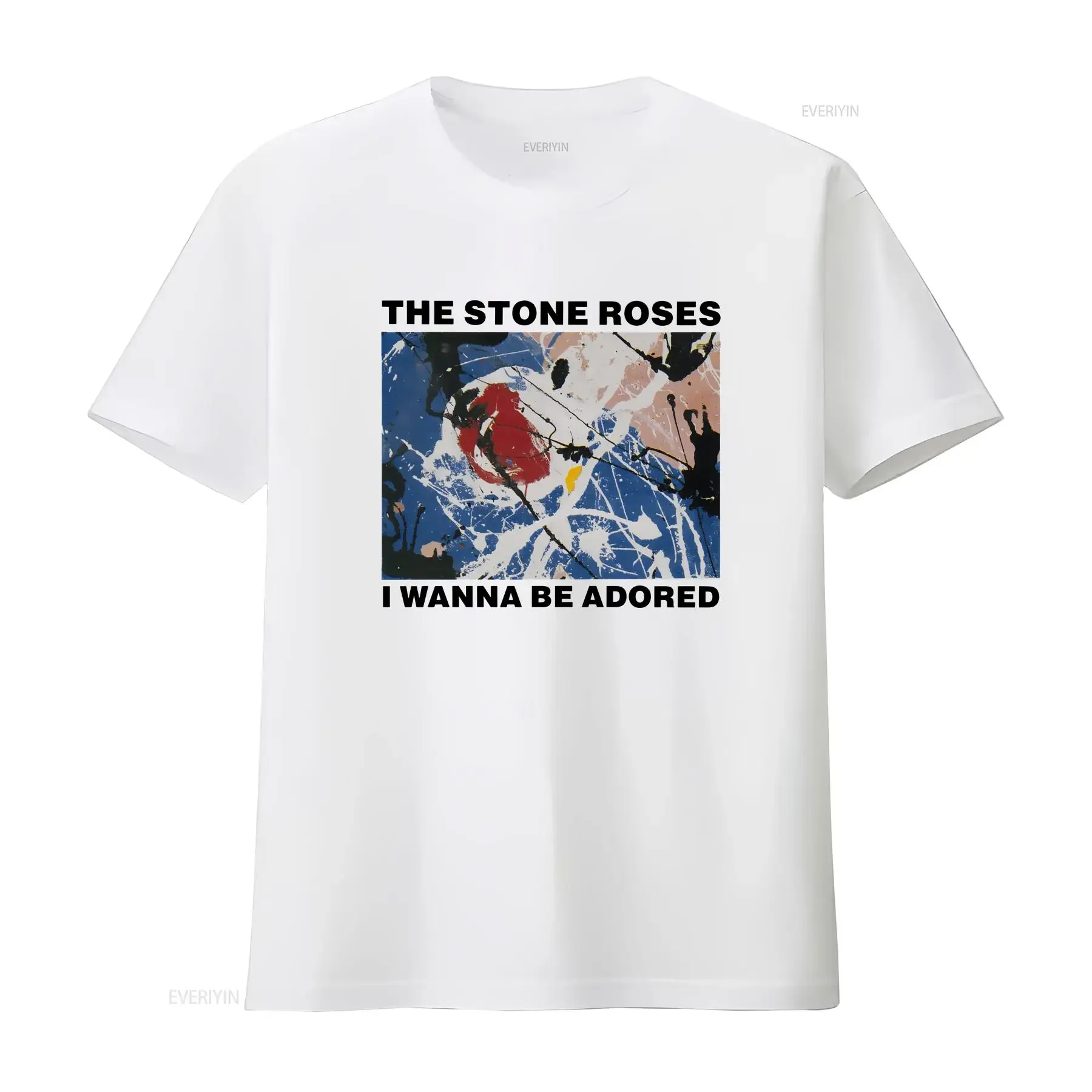 Vintage Y2K The Stone Roses I Wanna Be Adored T Shirt White Medium vintage Washed Versatile Casual Soft Stylish Slightly homme