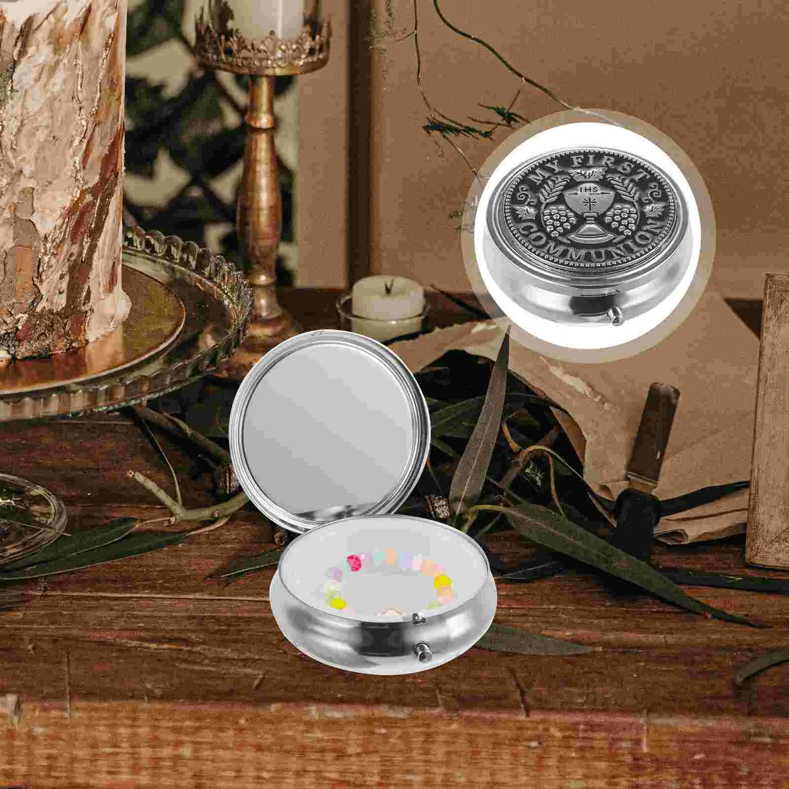 Rosary Gift Box Desktop Decor Mens Ring Zinc Alloy Jewelry Case Stickers Trinket Boxes Storage Accessories Home Supplies