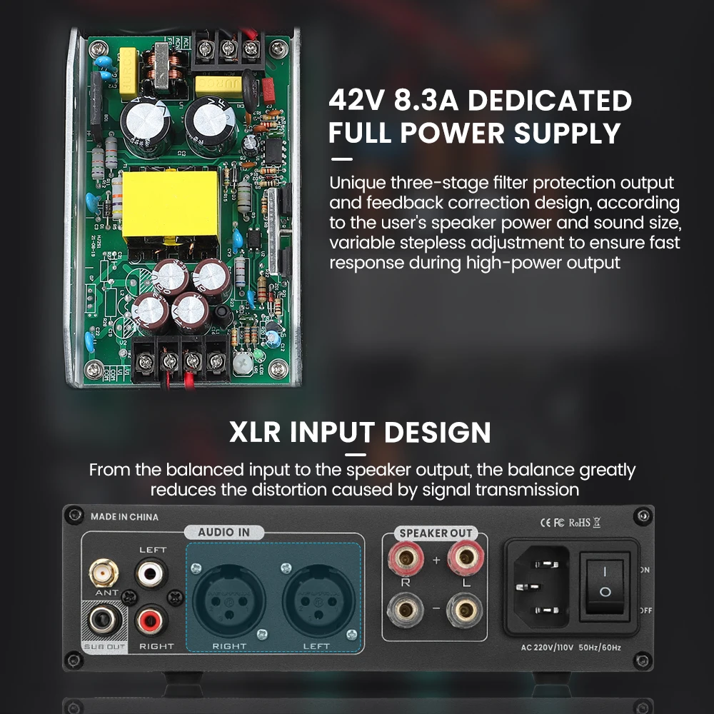 مضخم صوت AIYIMA A300 بتقنية البلوتوث 5.0 TPA3255 مضخم صوت ستيريو QCC3034 ES9023 فك APTX RCA XLR للمسرح المنزلي يمكنك صنعه بنفسك 300Wx2