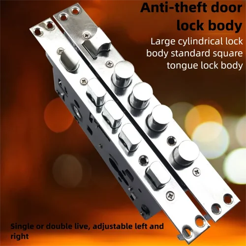 Imagen 1 del producto Cuerpo de cerradura de repuesto para puertas de seguridad de estilo antiguo: bloque de cerradura engrosado universal individual/doble con cabeza redonda/cuadrada