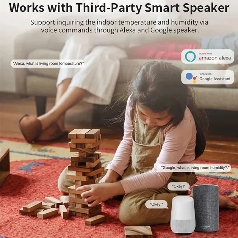 Zigbee Smart Temperature Humidity Sensor Thermometer Hygrometer APP Remote Alarm Zigbee2Mqtt Google Assistant Alice view 5
