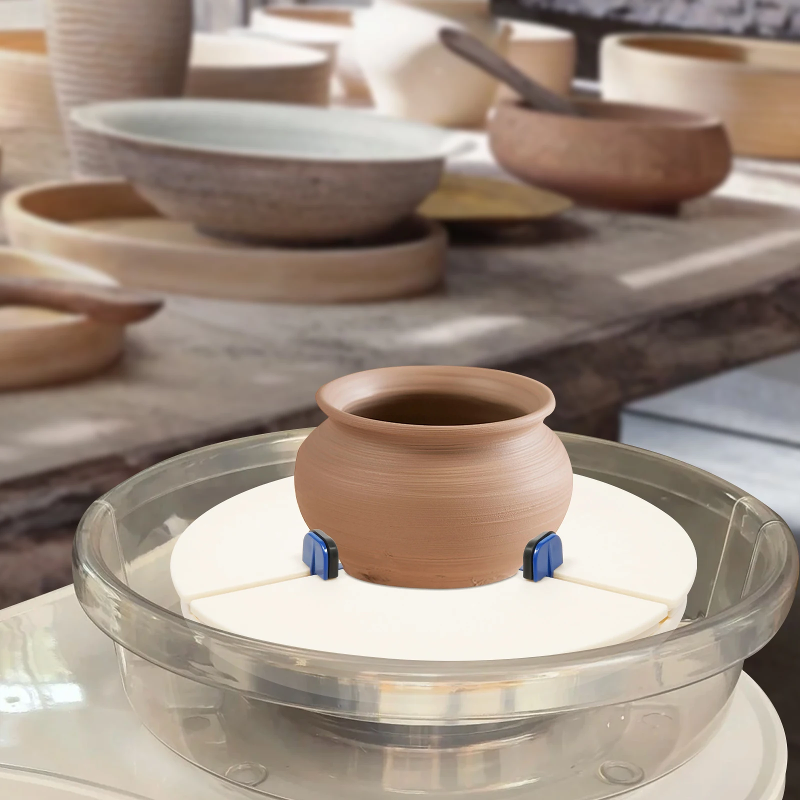 مشبك قرص دوار للفخار 39 سم مع 5 مجموعات أداة تشذيب ABS لتشذيب السيراميك والتمركز والتشكيل على العجلة