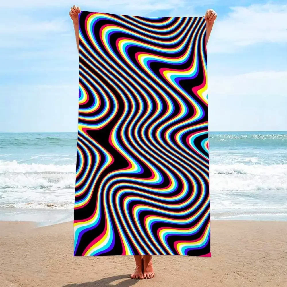 Abstract 3D Checkered Beautiful Beach towel Sandless bath towel summer bathrobes toalla tumbona for man woman 2023