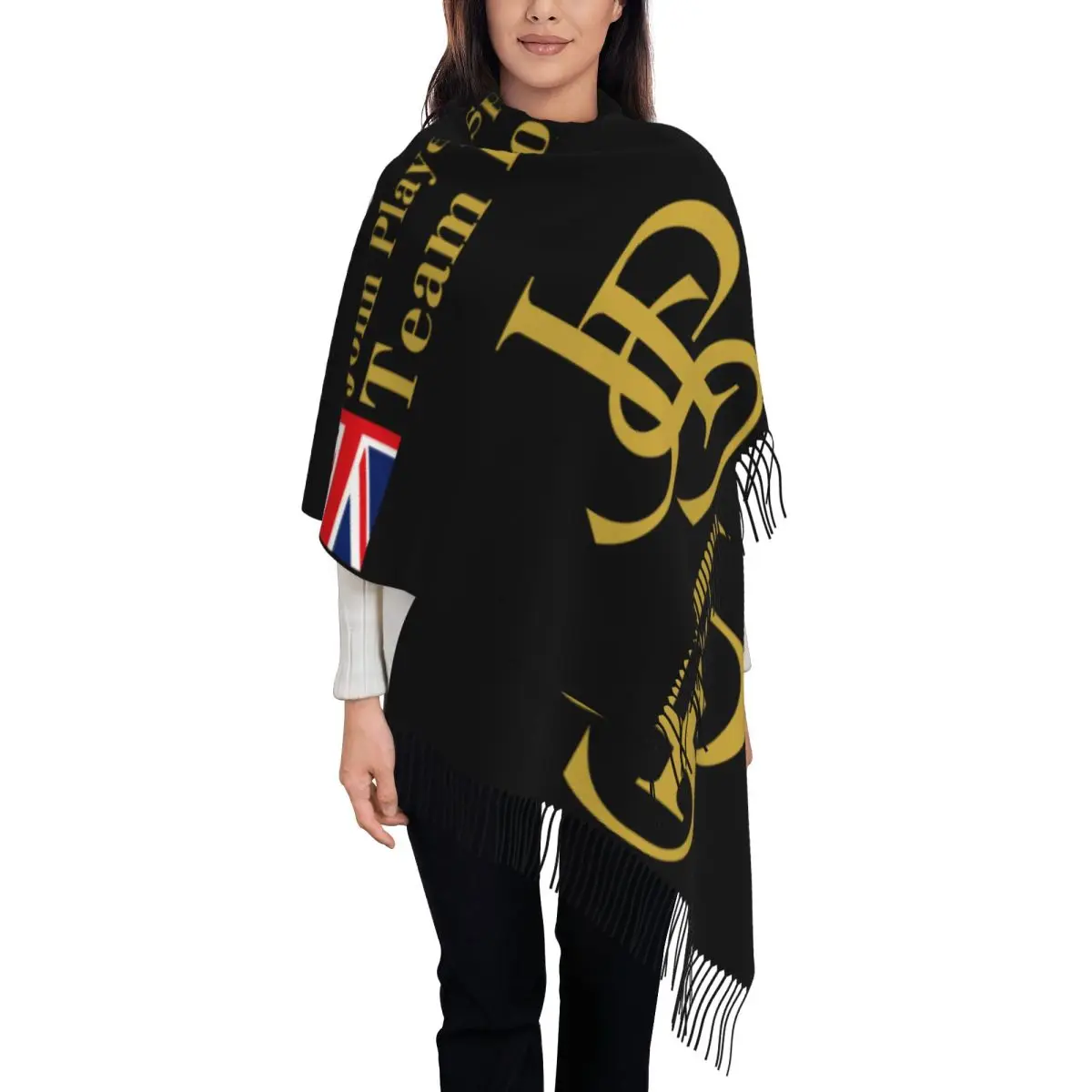 

Custom Ladies Long JPS John Player Special Scarves Women Winter Fall Thick Warm Tassel Shawl Wraps Scarf