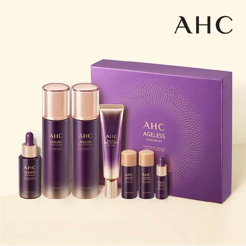 Ahc Ageless العناية بالبشرة 7 أنواع مجموعة الجلد الحبر غسول مستحلب أمبولة جوهر مصل كريم عين كريم التجاعيد مجموعة