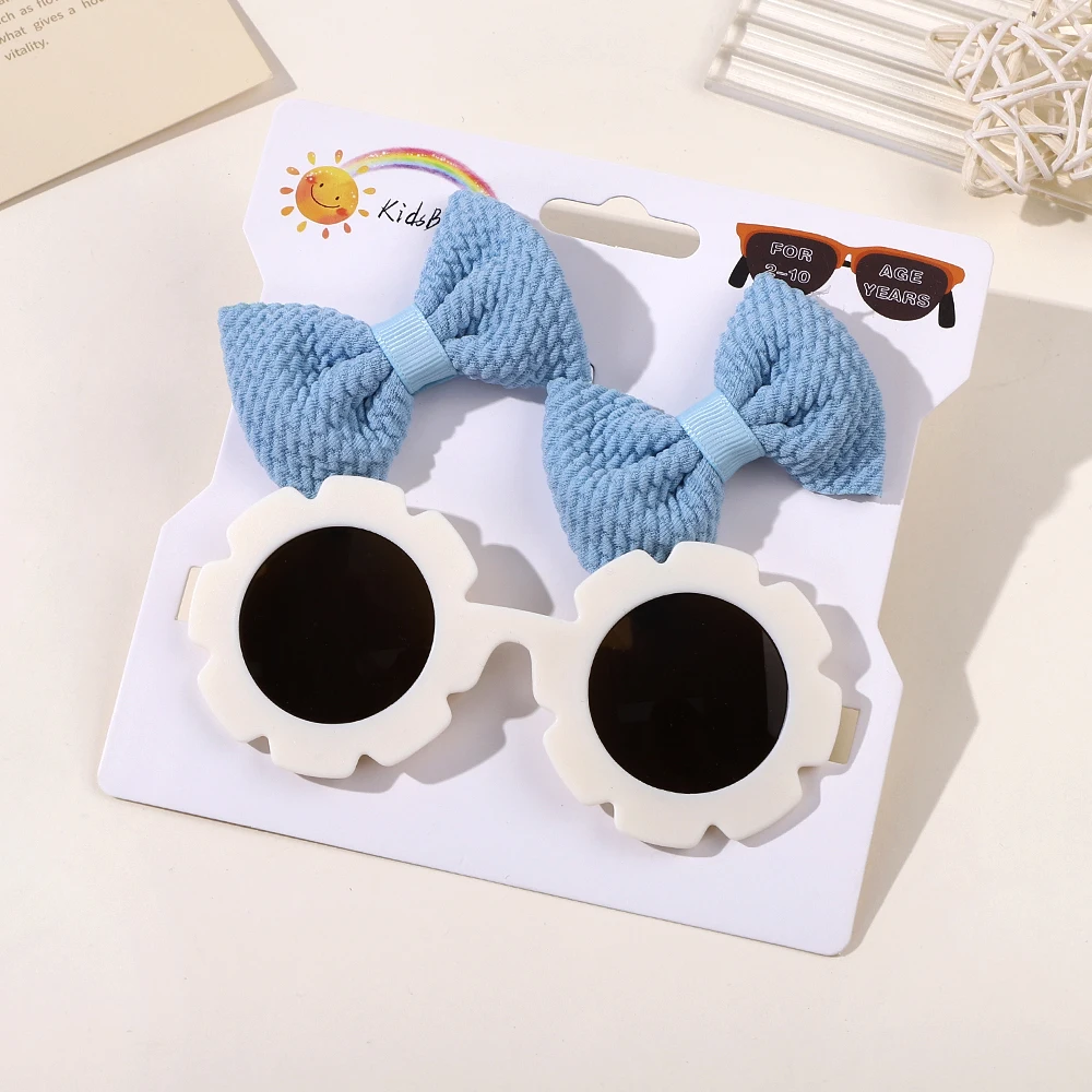 3 Piece Of Children's Bow With Hair Clip Sunglasses Set Cute UV Eye Protection Toy Suite