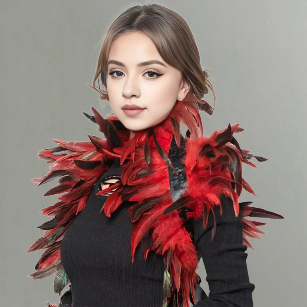 

Faux Feather Shawl Shoulder Wrap Cape Retro Gothic Collar Cosplay Party Stage Performance Faux Feather Scarf Dancer Costume