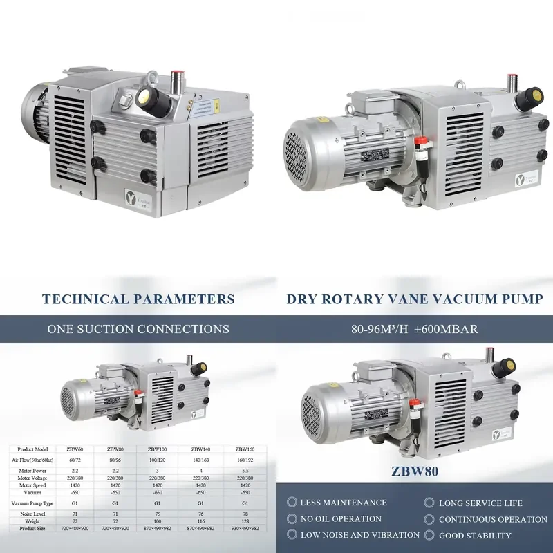 for High Pressure 80m3/h Electric 2.2KW 3KW Oil Free Vacuum Pump for Printer OEM Custom Support