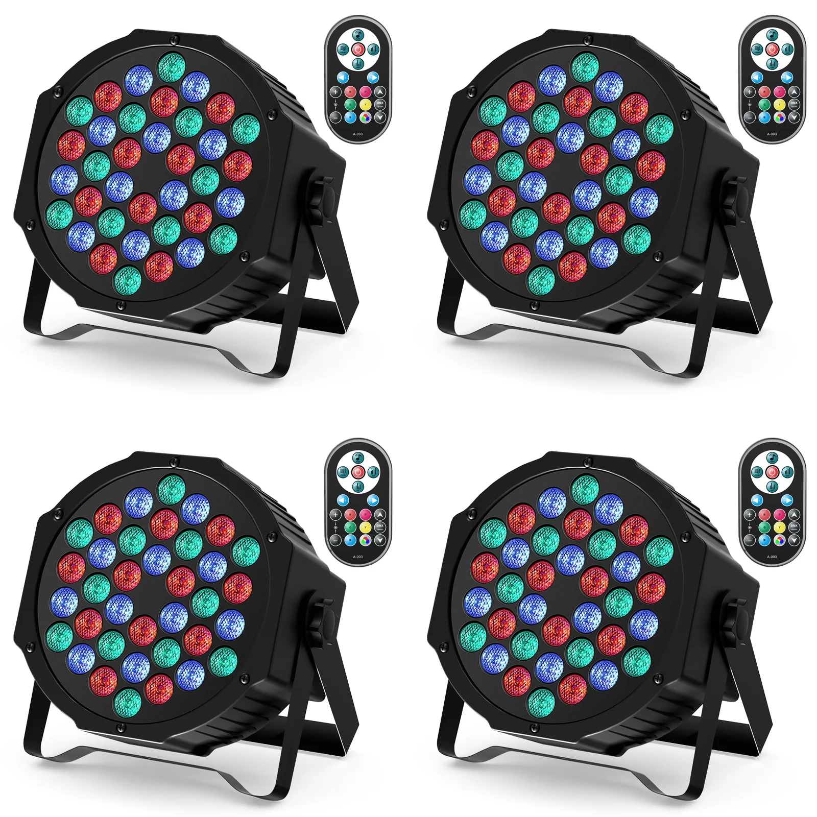 SKSBTF 4PCS Flache Par-Leuchten 36LEDs RGB Bühnenbeleuchtungseffekt DMX512-Steuerung für DJ Disco Party Club Weihnachten Zuhause