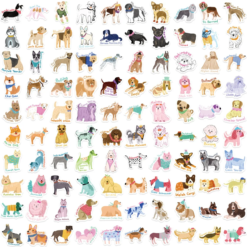 

50/100 шт. наклейки в стиле дофамина, милая собака, мультяшная наклейка, граффити с животными, сделай сам, детские игрушки, ноутбук, телефон, гитара, автомобиль, велосипед, наклейки