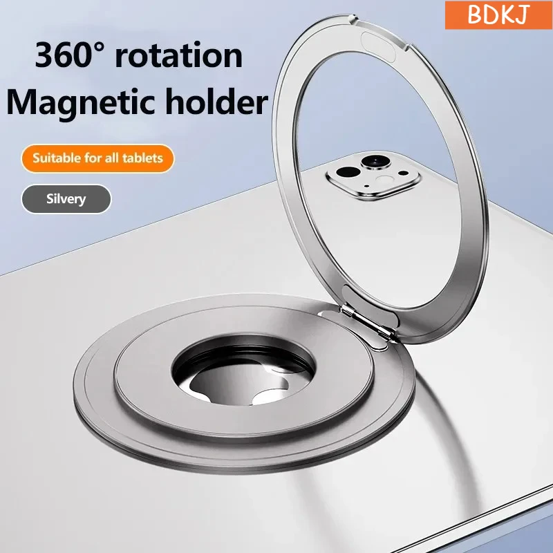 

360°Rotating Hollowed Out Metal Bracket for Universal 2025 New IPad Samsung Xiaomi Redmi Honor Tablet Holder Car Magnetic Holder