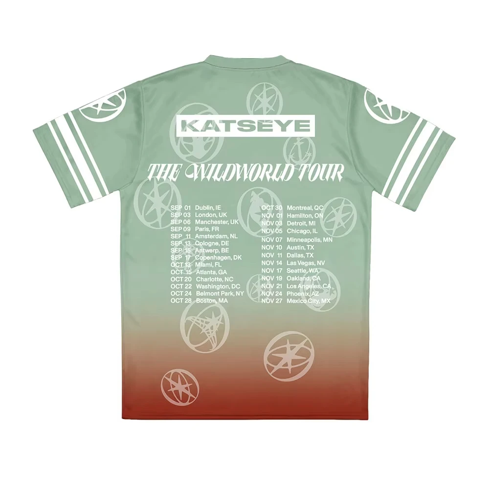 KATSEYE Jersey Fußball-T-Shirt The WildWorld Tour 2026 T-Shirts V-Ausschnitt Kurzarm Locker Sitzendes Sommer-T-Shirt Unisex Streetwear Print-Top – Detail 5