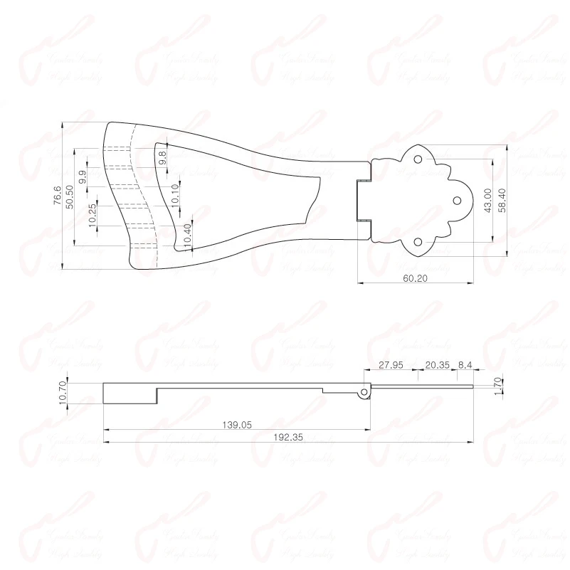 【Made in Korea】1 Set  Jazz Guitar Bridge Trapeze Tailpiece For Hollow Body Archtop Guitar