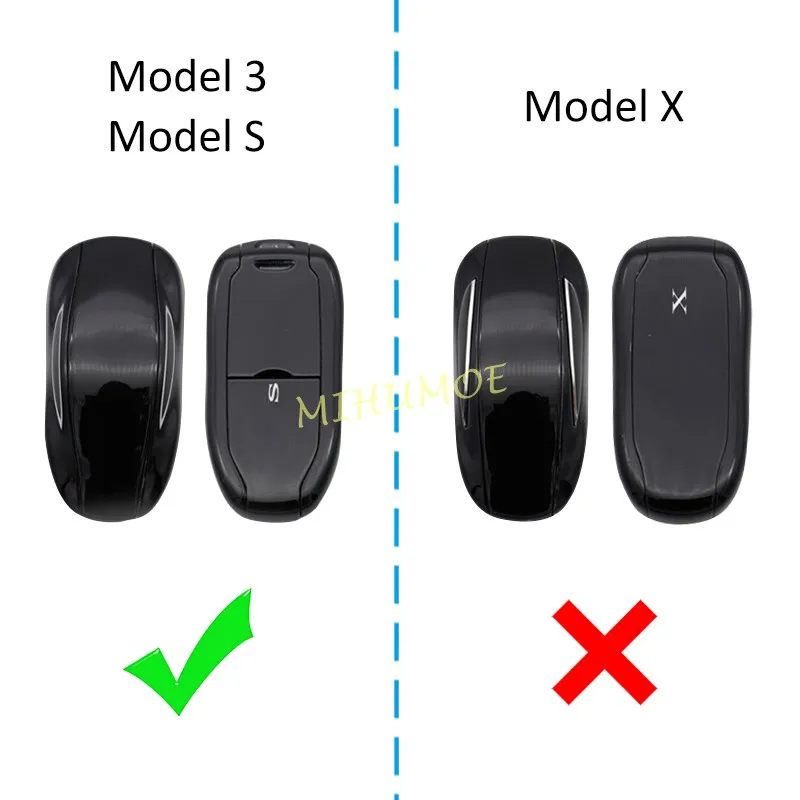 For Tesla Model 3 Y S Metal Leather Key Fob Case Cover Holder Protector 1PC 2018 2019 2020 2021 2022 2023 2024