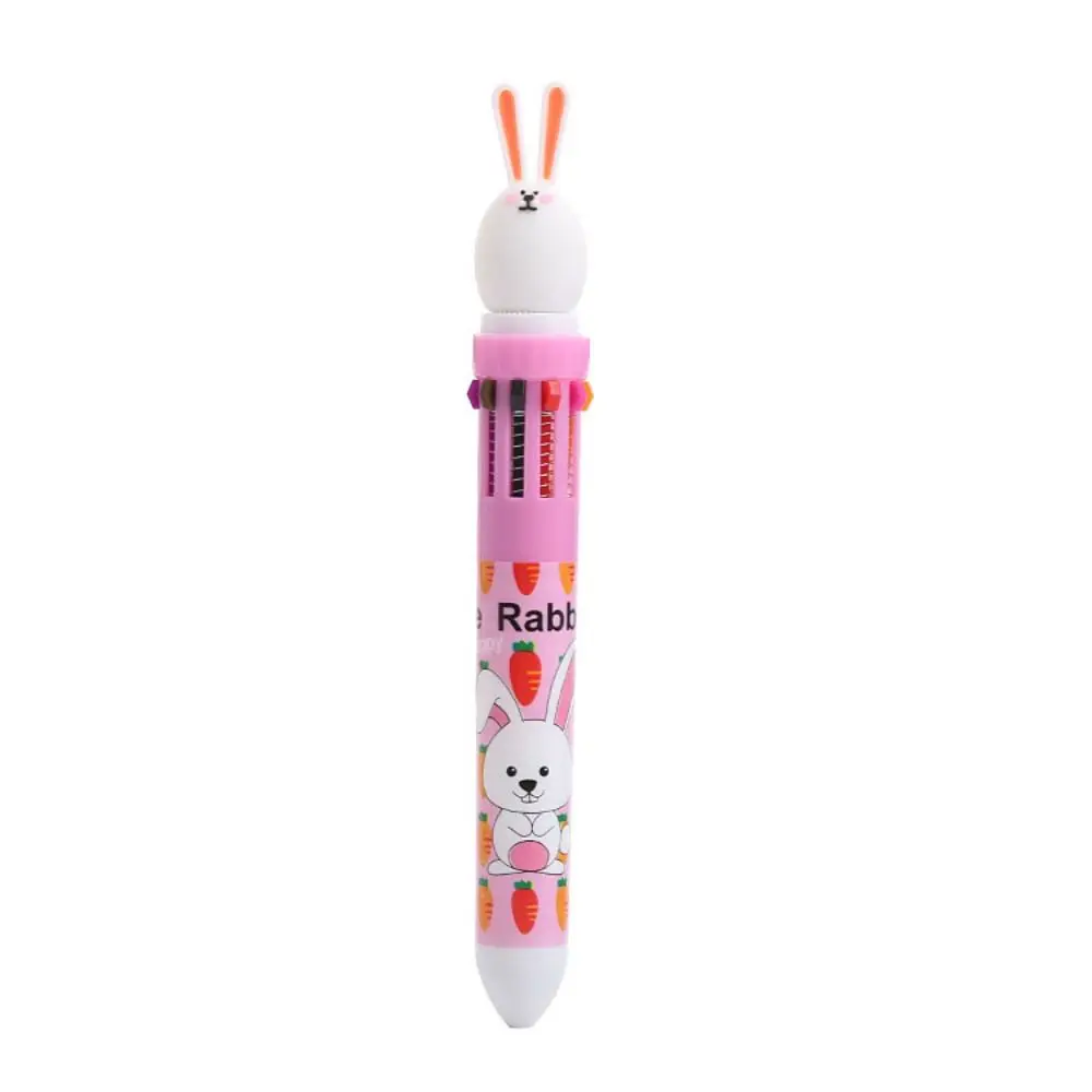 

Writing Drawing Pen Press-type 10-color Ballpoint Pen Cartoon Ten-color In-one Signature Pen Quick-dry Kawaii Neutral Pen Office