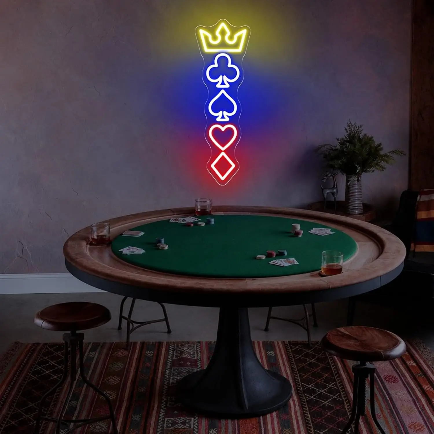 Crown Playing Card Symbols LED Neon Sign USB Poker Suit Neon Wall Light Backboard Lamp Game Room Bar Casino Party Decor Gift