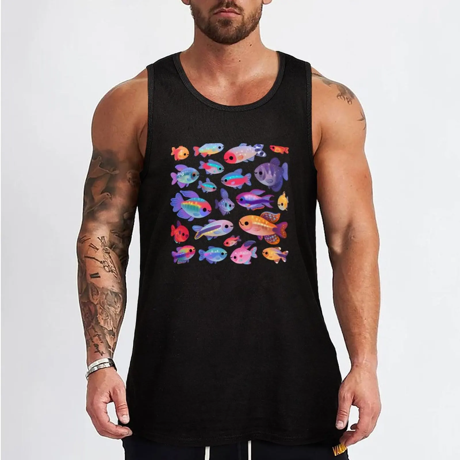 Happy tetra Tank Top Muscle fit sleeveless Men's t-shirts t-shirt Men's anime top