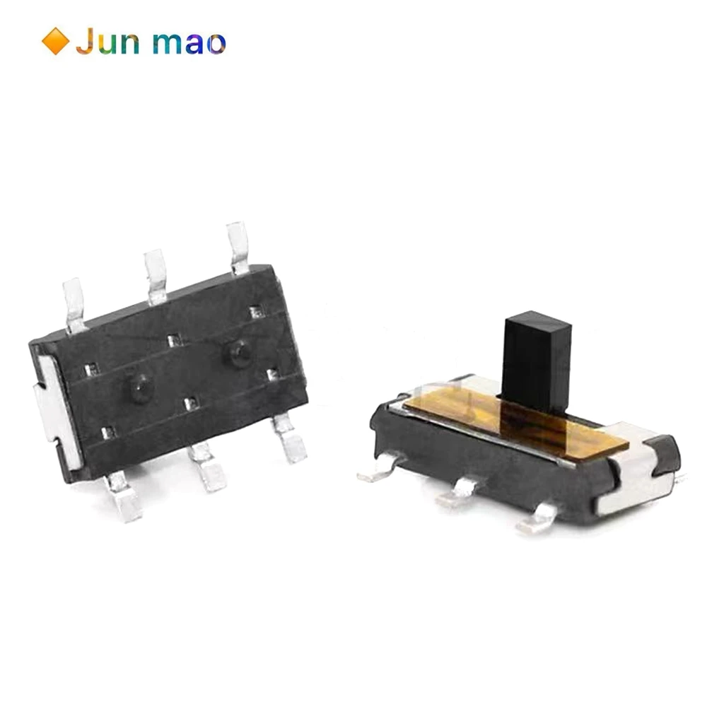 10PCS MST-22C02T Mini MINI Flip Switch with Yellow Film Small 6-pin 2-speed Vertical Surface mounted Sliding Switch with Slot