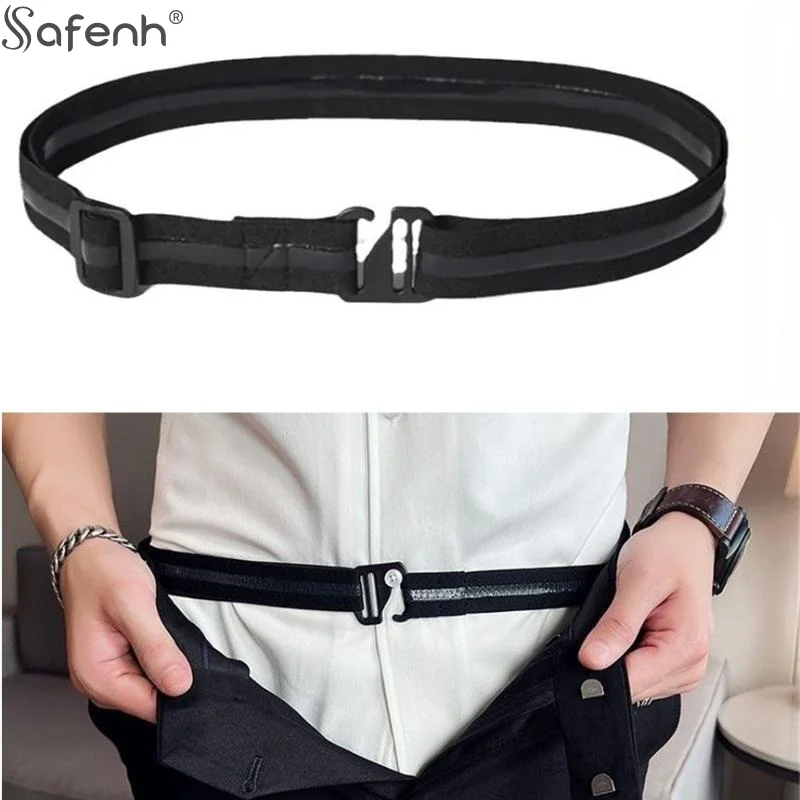 1 peça camisa masculina de nylon com aderência elástica antiderrapante e fivela ajustável-alças de suporte de camisa tecidas não têxteis