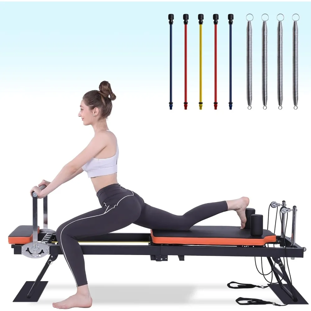 

Pilates Reformer,Foldable Pilates Machine & Equipment for Home Use and Gym Workout, Suitable for Advanced and Beginners Users