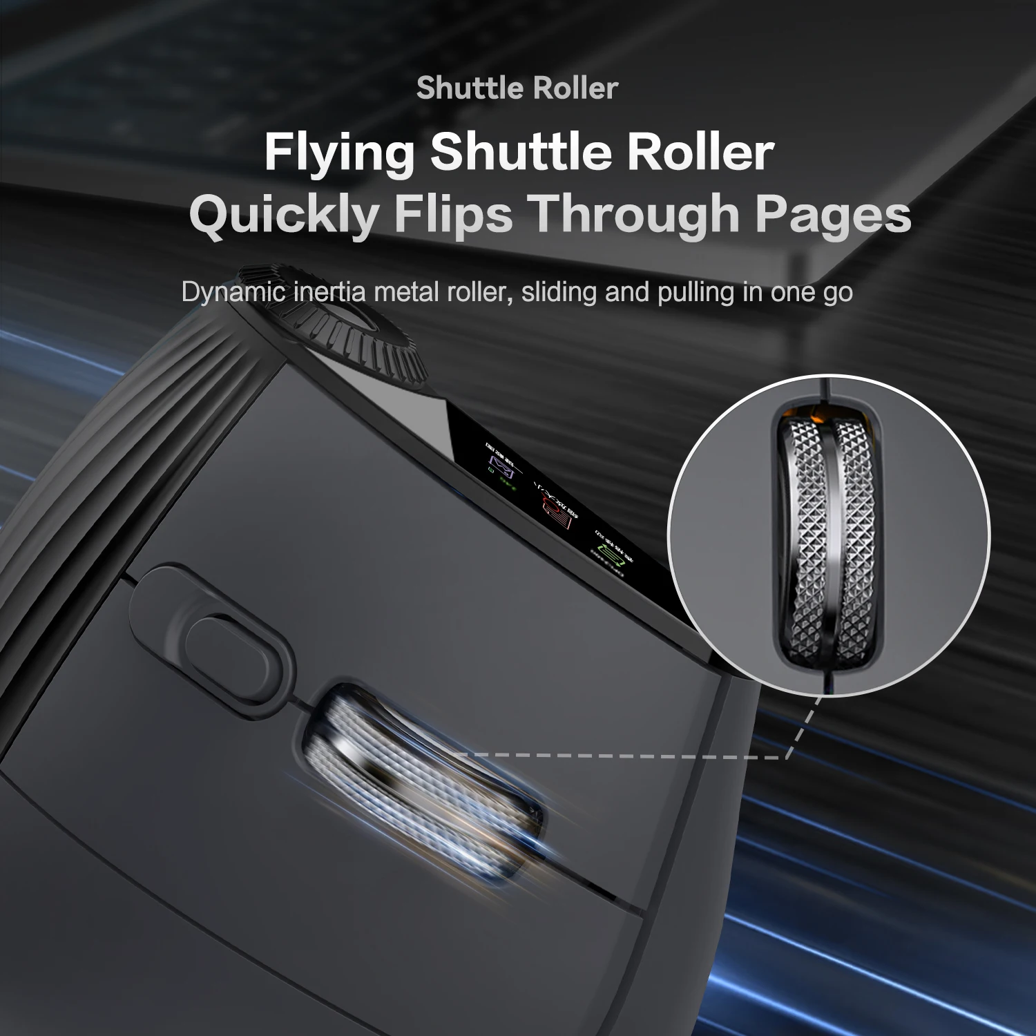 충전식 블루투스 듀얼 모드 무선 수직 마우스(스크린 디스플레이/스피드 롤러 포함), 인체공학적 4800DPI 무선 게이머 마우스