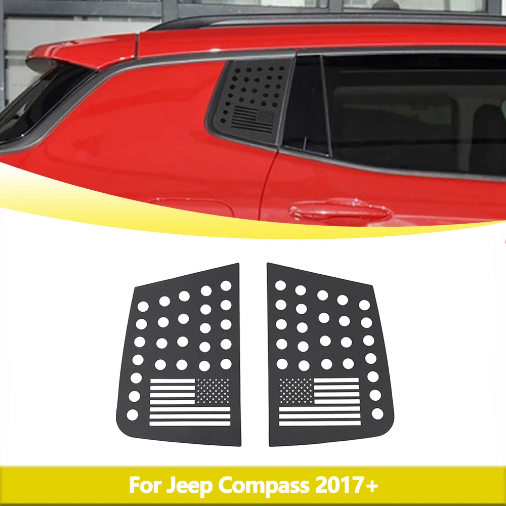 

Rear Window Triangle Glass Panel Decoration for Jeep Compass 2017-2023 Aluminum Alloy US Flag Car Window Stickers Accessories