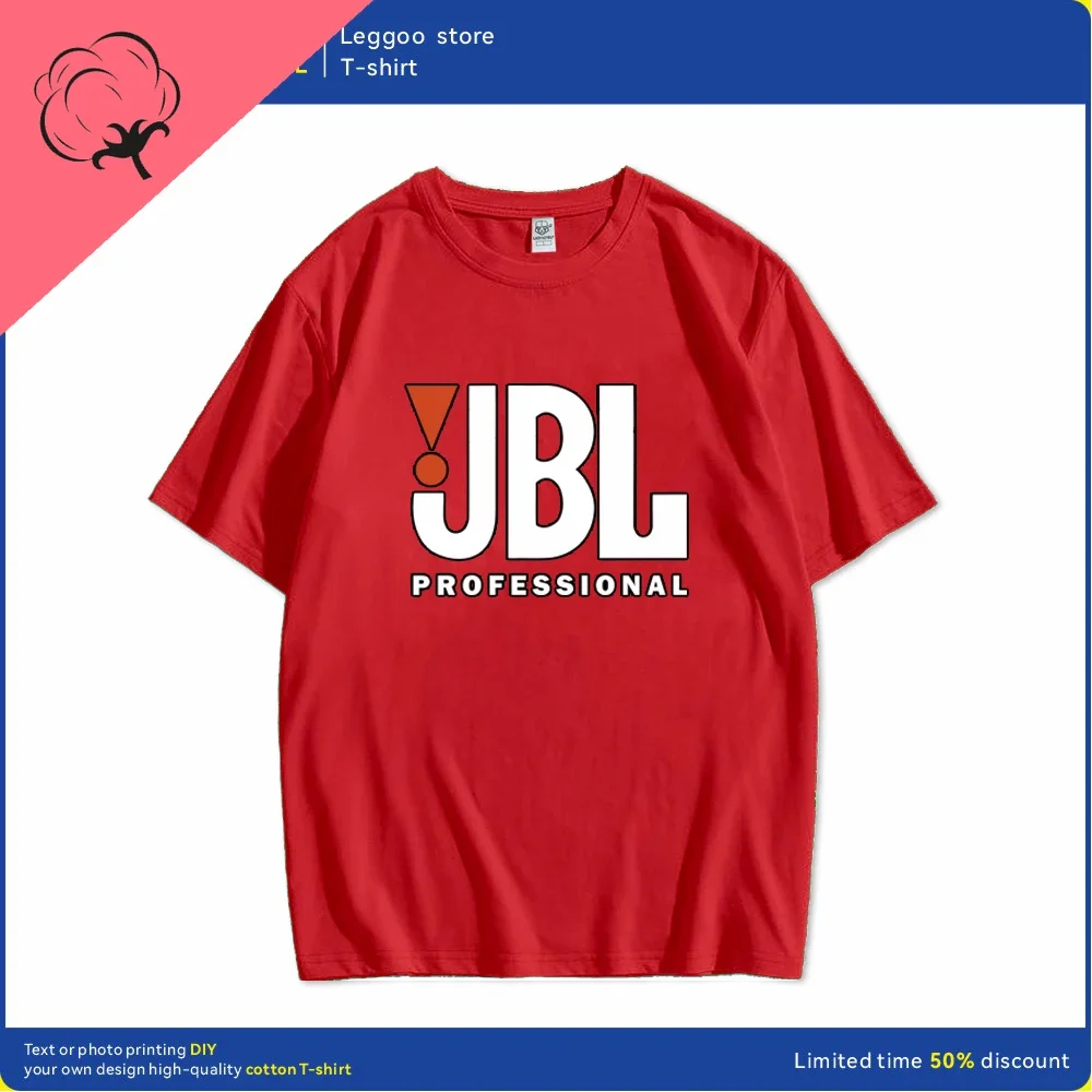 تي شيرت كاجوال أنيق ومريح بأكمام قصيرة مطبوع عليه JBL مشهور حديثًا هو قميص أنيق لكل من النساء