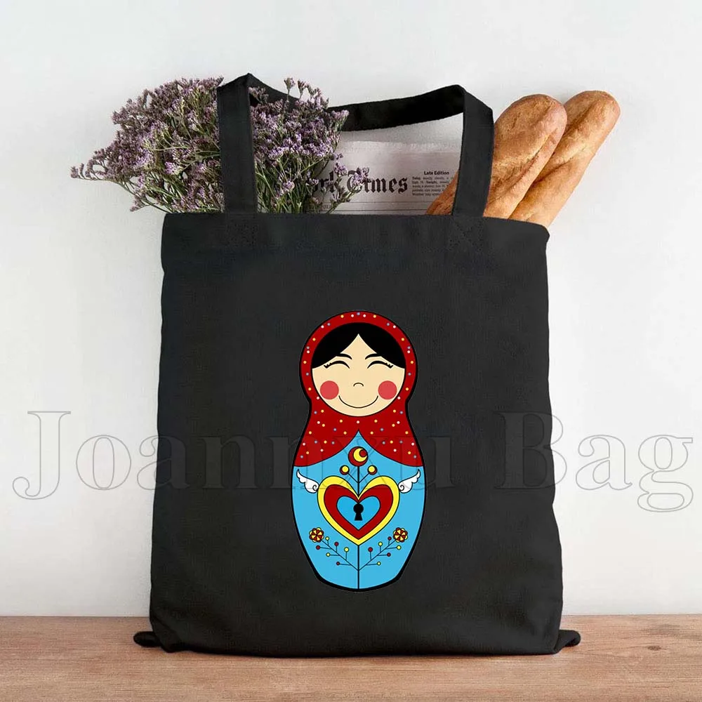

Matryoshka Russian Doll Bear Moscow Kremlin Russia Flag Russian Symbols Gifts Durable Canvas Tote Bag Shopper Shoulder Handbags