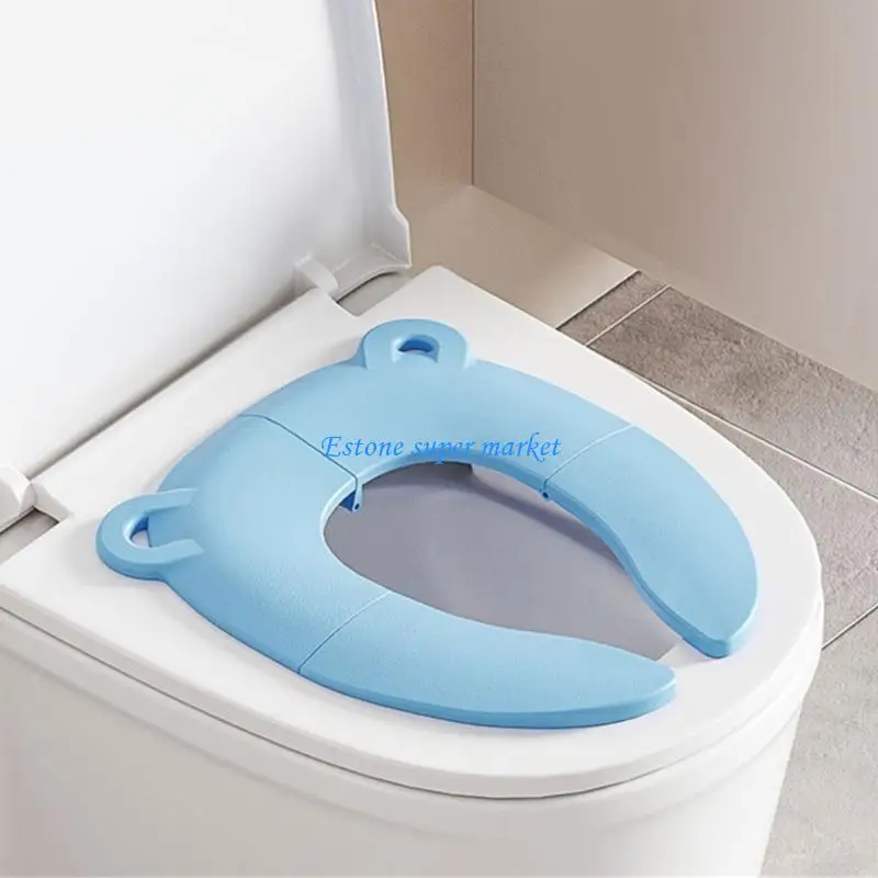

090B Portable Folding Toilet for Kids with Anti Slip Base Cartoon Travel Potty Urine Assistant Cushions