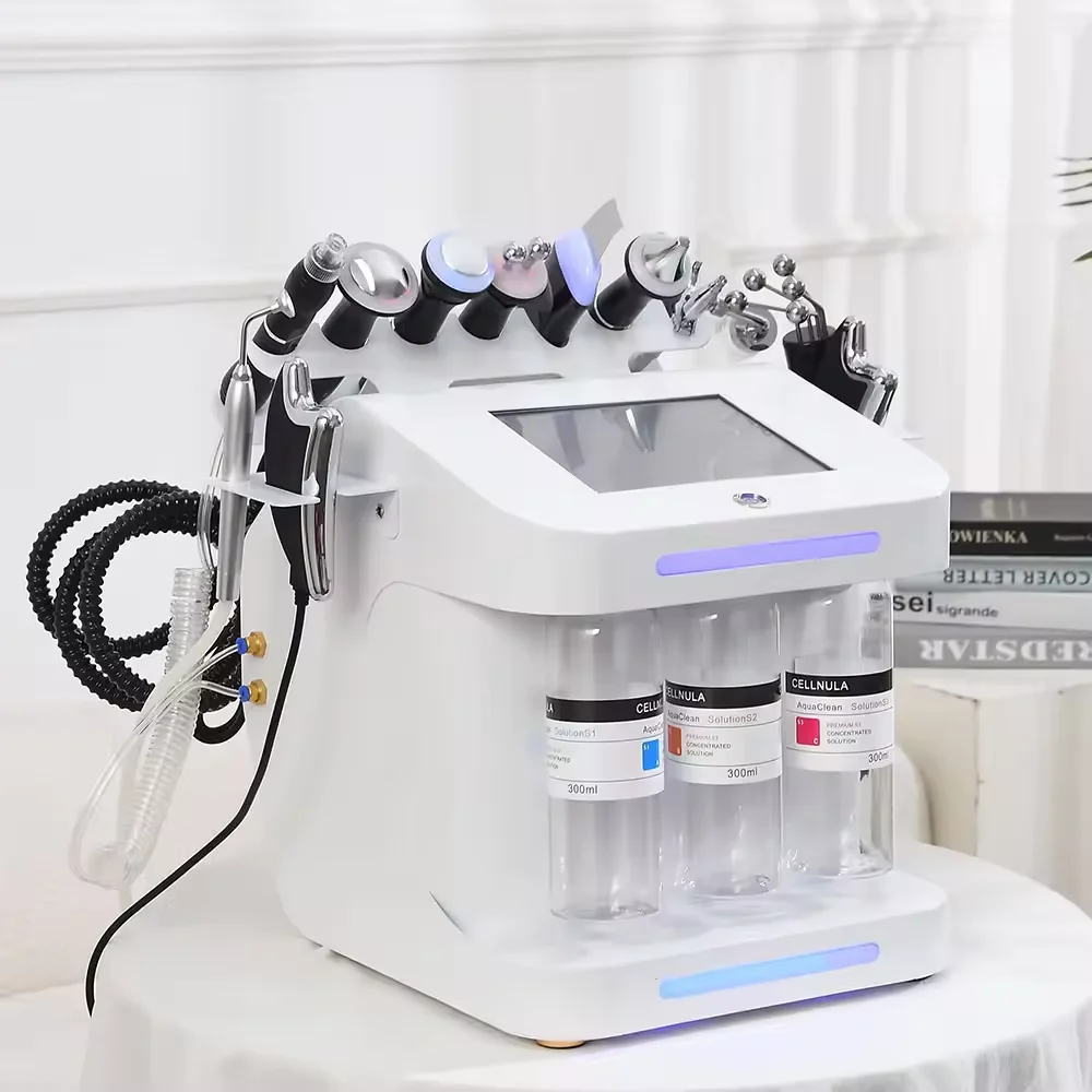 Oxygen Beauty Microcurrent Face Lift Machine Face Skin Peeling Professional microdermoabrasione Facial Machine Chassis in metallo