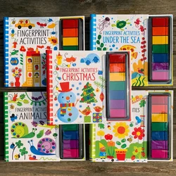 Fingerprinting Books With Rubber Stamps Ink Pad Activities Doodling Book Animal Garden DIY Craft Toy