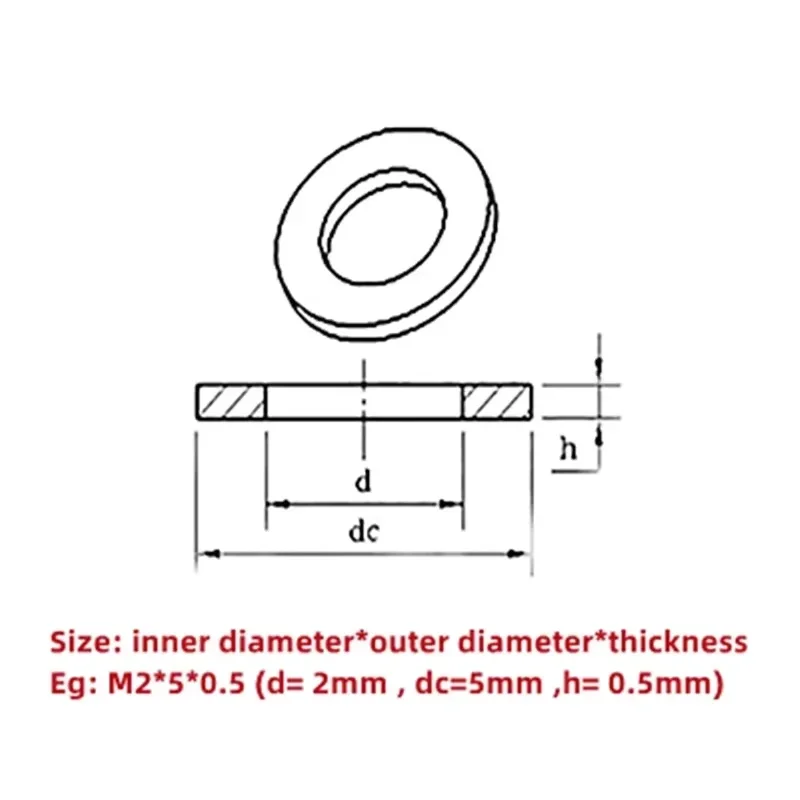 304 Stainless Steel Flat Washer M2 M3 M4 Metal Gasket Standard Increase Thickened Meson Washer Thicknesses 0.5/0.8/1/1.5/2mm