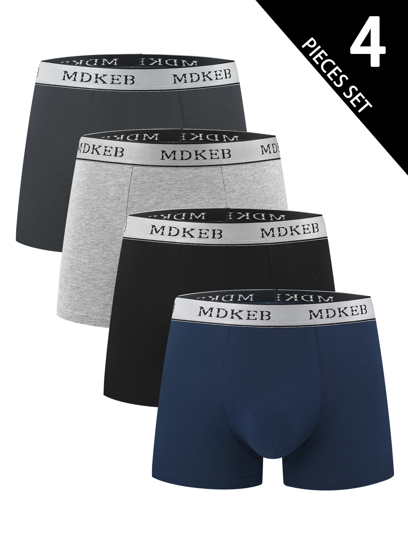 

4pcs Men's Cotton Boxer Briefs with Graphene Crotch; Mid-Waist; Fashionable; Four-Walleds; Pure Color; Flat-Crotch Shorts; Head