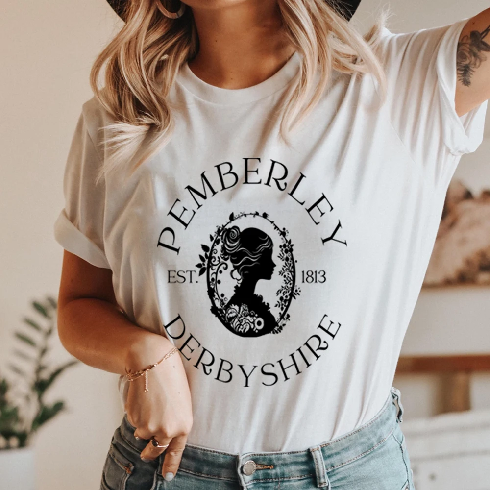 

Pride and Prejudice T-Shirt Jane Austen T Shirts Pemberley Tee Book Shirts Bookish Reading Tops Summer Trendy Graphic T Shirts