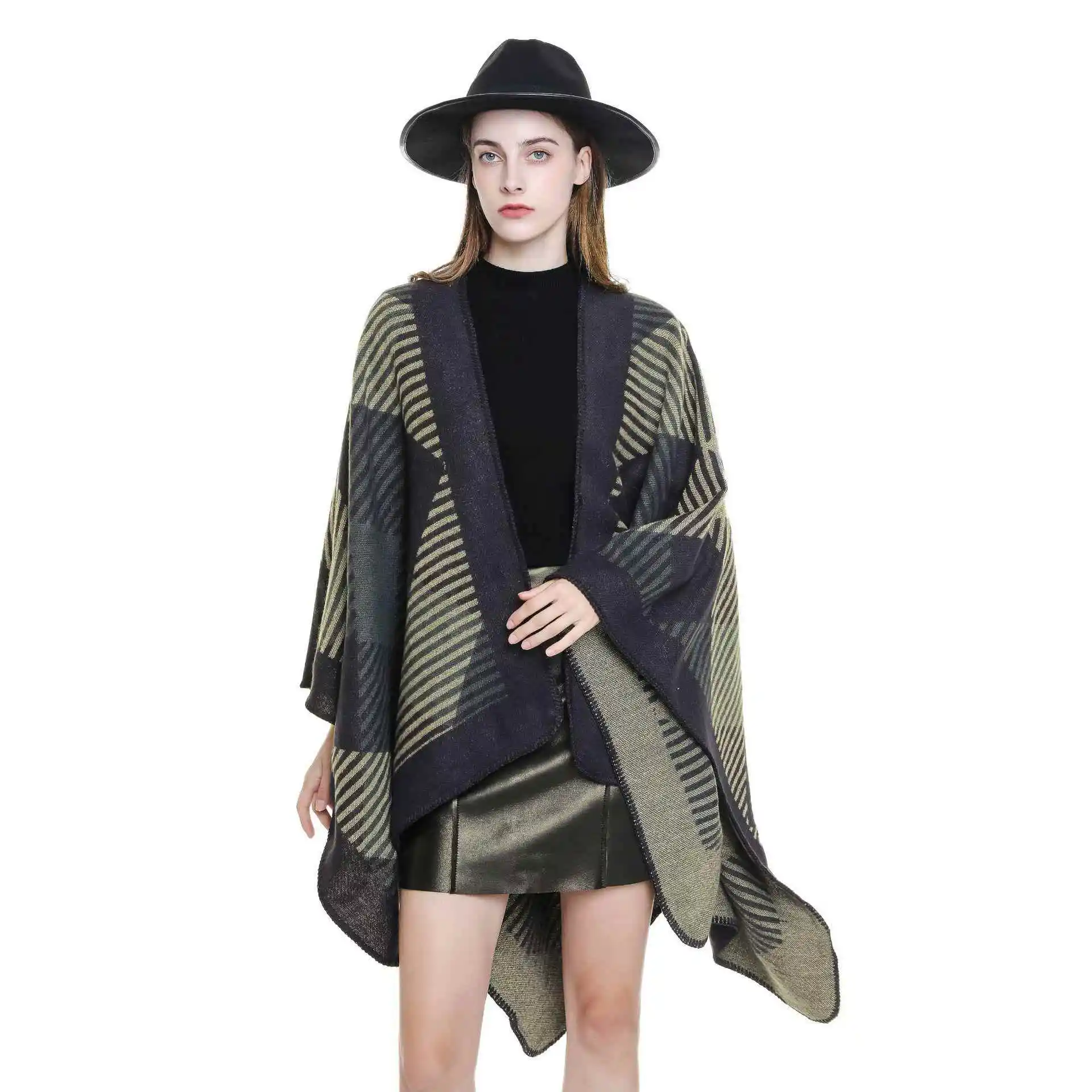 

Женский полосатый теплый палантин из имитации кашемира, модный весенне-летний шарф, элегантный женский универсальный аксессуар