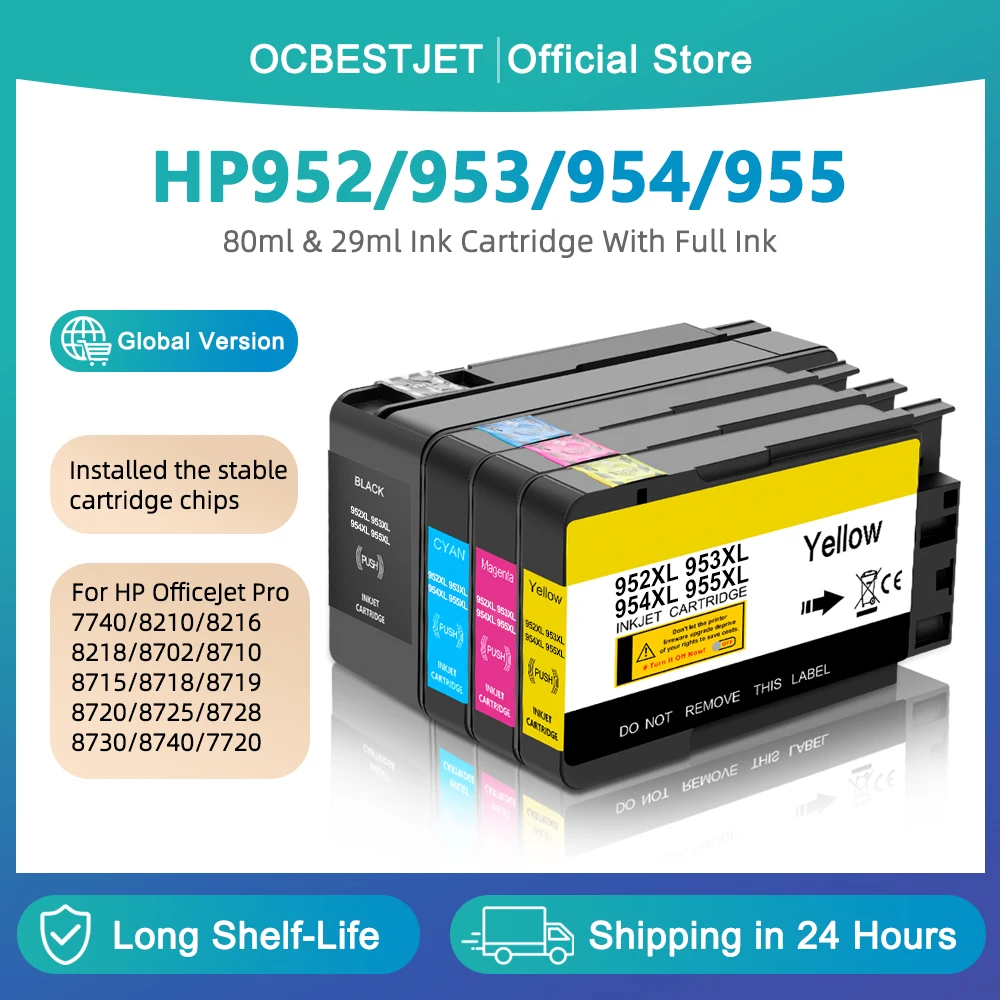 

Для HP 952 953 954 955 952XL 953XL 954XL 955XL совместимый картридж OfficeJet 7740 8710 8715 8720 8730 8740 8210 8216 8725