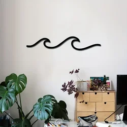 CIFBUY Metal Wave Art Sign Wall Decor Ocean Wave Wall Hanging Minimalist Lines Iron Crafts metal wall hanging Wall Sticker