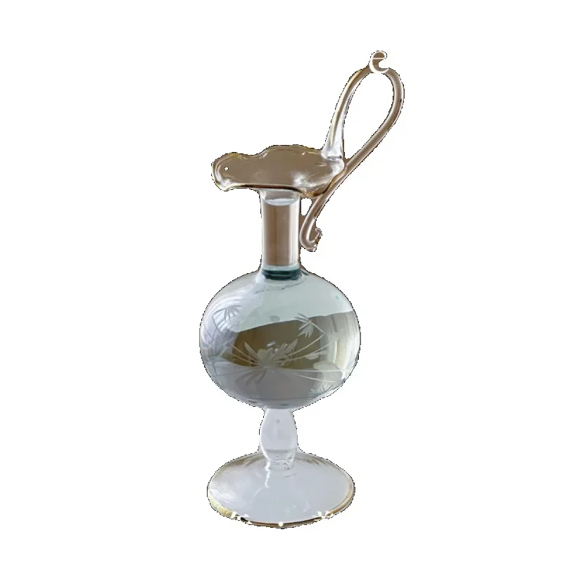 Carved glass small vase French new Chinese desktop decorative ornament high-end design art flower ware