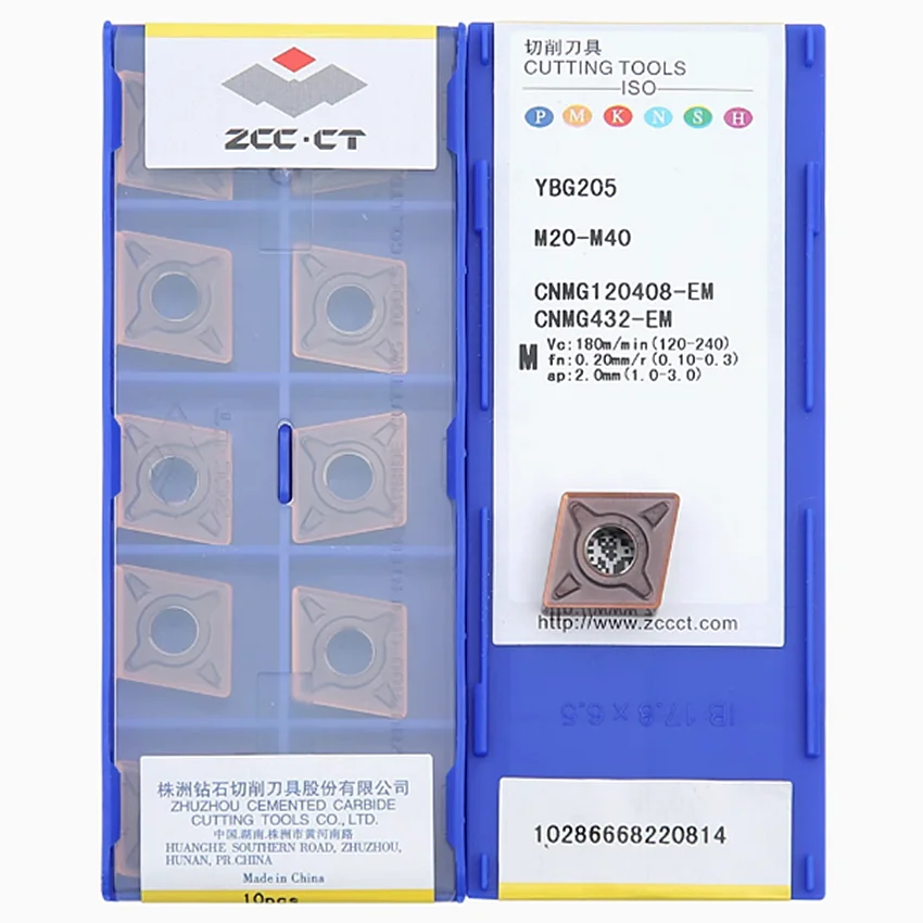 

CNMG120408-EM YBG205/CNMG120408-EM YBG202/CNMG120408-EM YBG302/CNMG120408-EM YBG102 ZCC.CT CNC carbide Turning inserts 10pcs/box