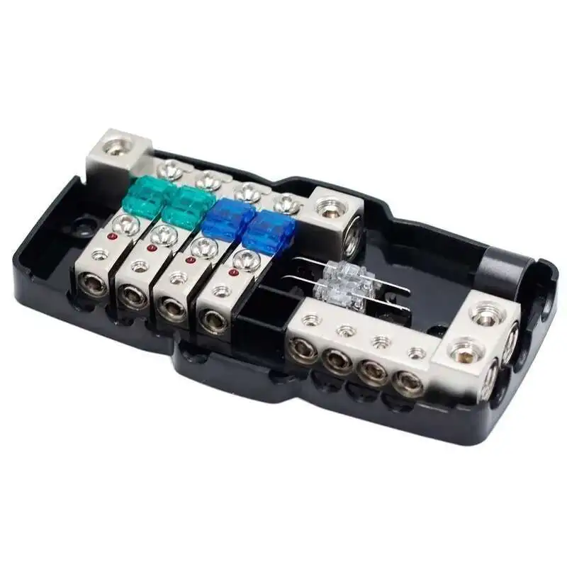 

0/4GA 4 Way Multi-Functional LED Car Audio Stereo ANL Holder With Ground Mini ANS Fuse Box Distribution Block 30A 60A 80A F