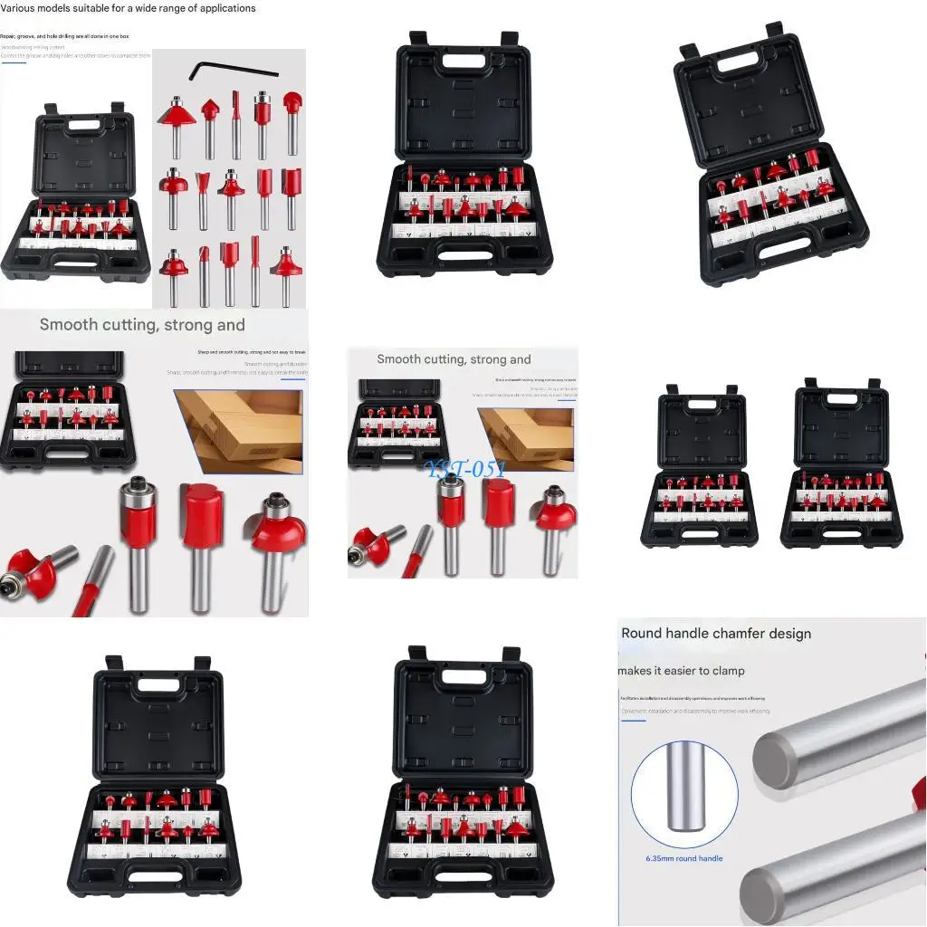 

E15A Набор стальных фрез с хвостовиком 1/4 дюйма для деревообработки и точной резьбы по дереву