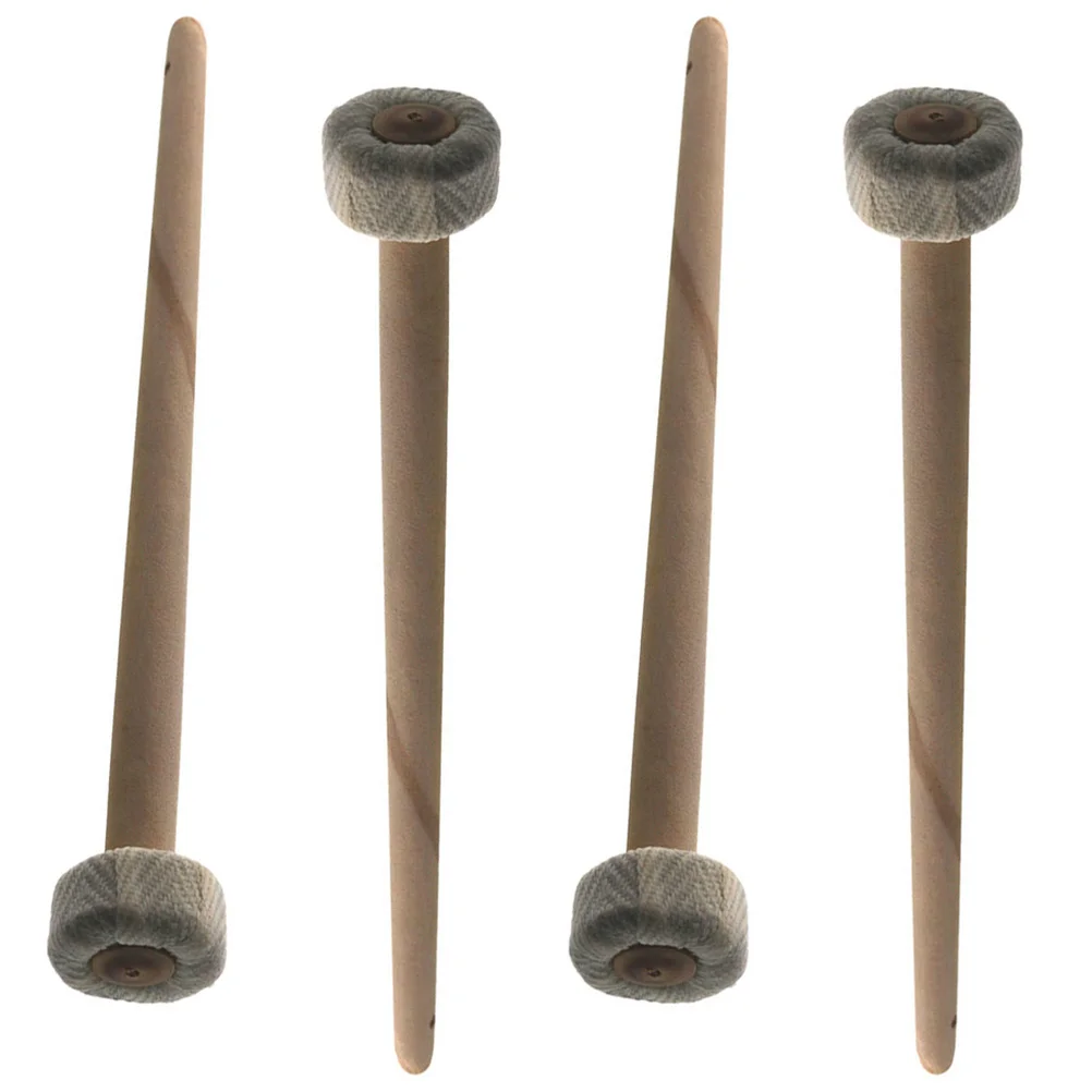 4 Pcs Percussion Instrument Drum Sticks Small Gong and Drumstick Beginner Drumsticks Cotton Mallets Linen