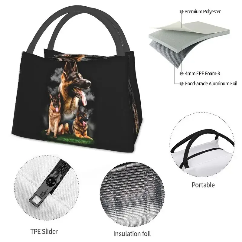 German Shepherd Dog Resuable Lunch Box GSD Animal Wolf Dog Thermal Cooler Food Insulated Lunch Bag Hospital Pinic Container