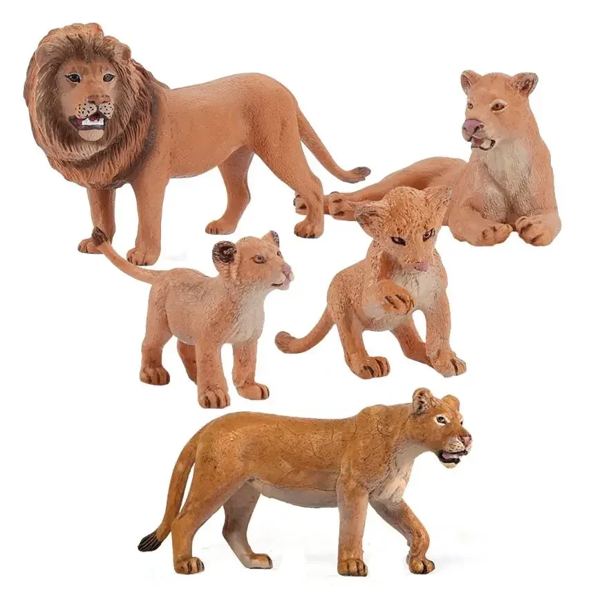 Figure di animali della giungla Giocattoli modello in plastica Leone Lionet Lioness Action Figure Figurine di animali selvatici Regali per bambini Giochi di giocattoli per bambini