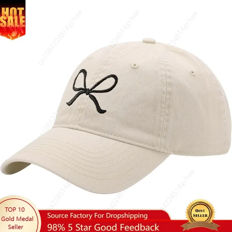 

Trendy Bow-Tie Baseball Cap for Women and Men Trucker Hats Y2k Adjustable Fashion Sun Hat with Visor for Hiking & Travel