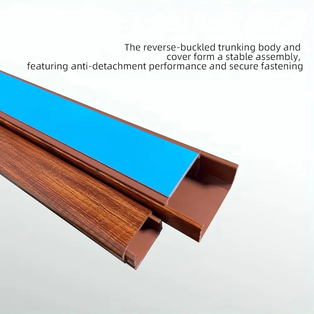 2pcs 40cmX2cm Wood Grain Cable Management Raceway, Wood Grain Cord Cover, Self-Adhesive Cable Cover for Wall Mounted TV